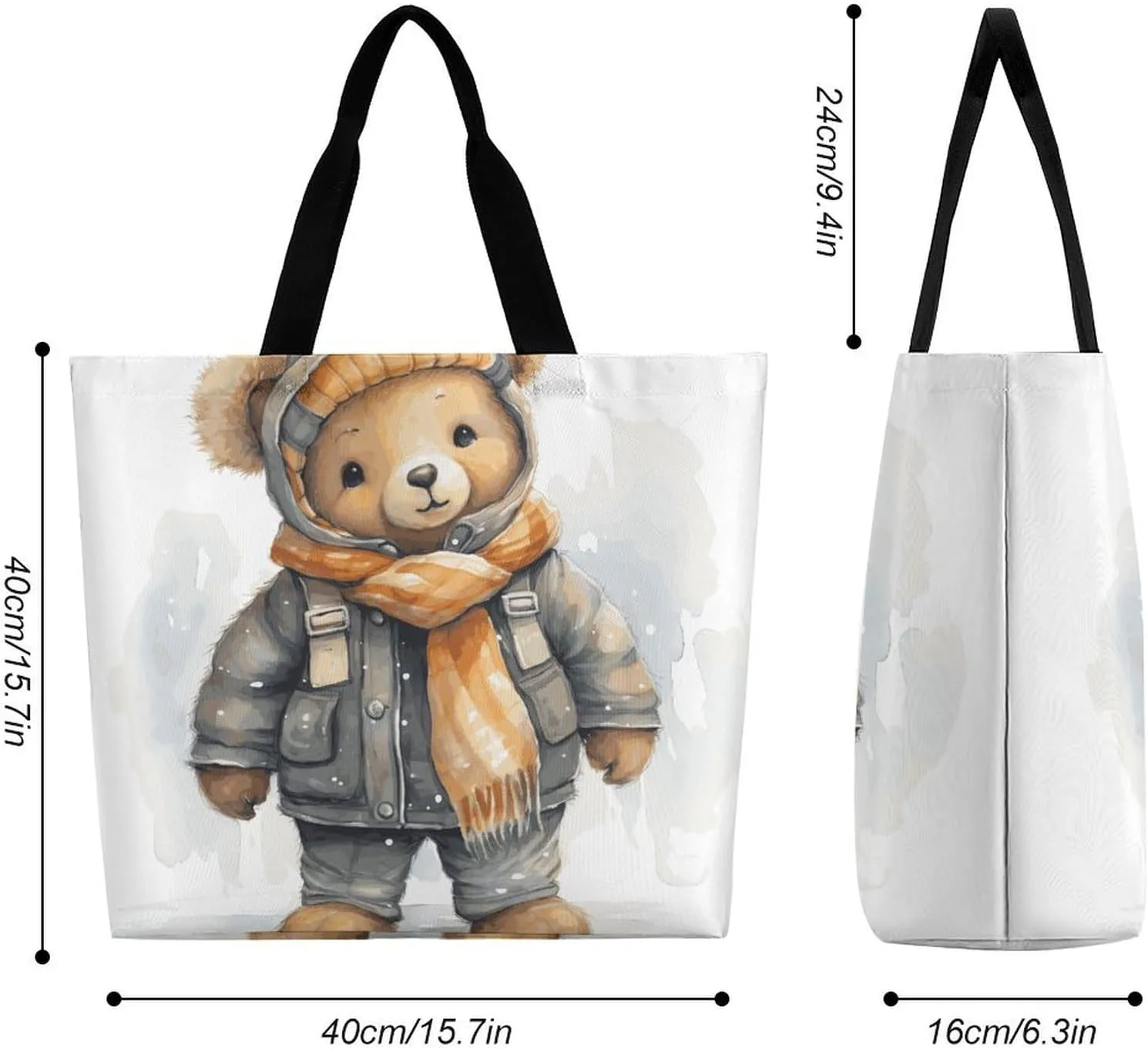 Rainbow Rabbit Tote Bag for Women Reusable Grocery Shoulder Bags Shopping Bag for Travel, Groceries