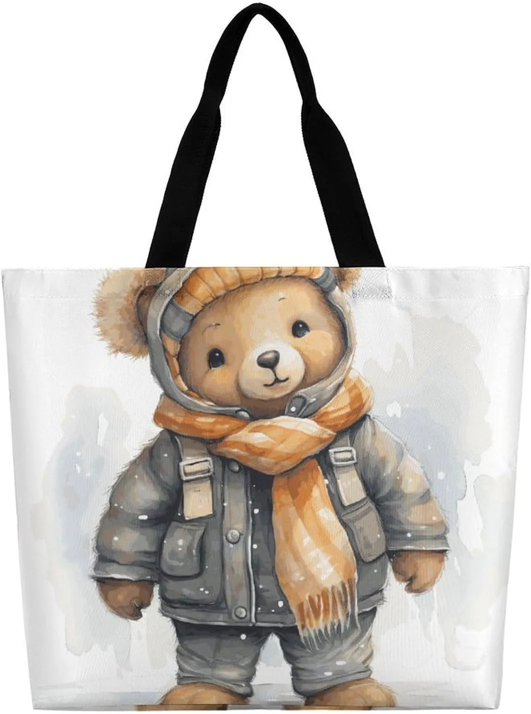 Rainbow Rabbit Tote Bag for Women Reusable Grocery Shoulder Bags Shopping Bag for Travel, Groceries