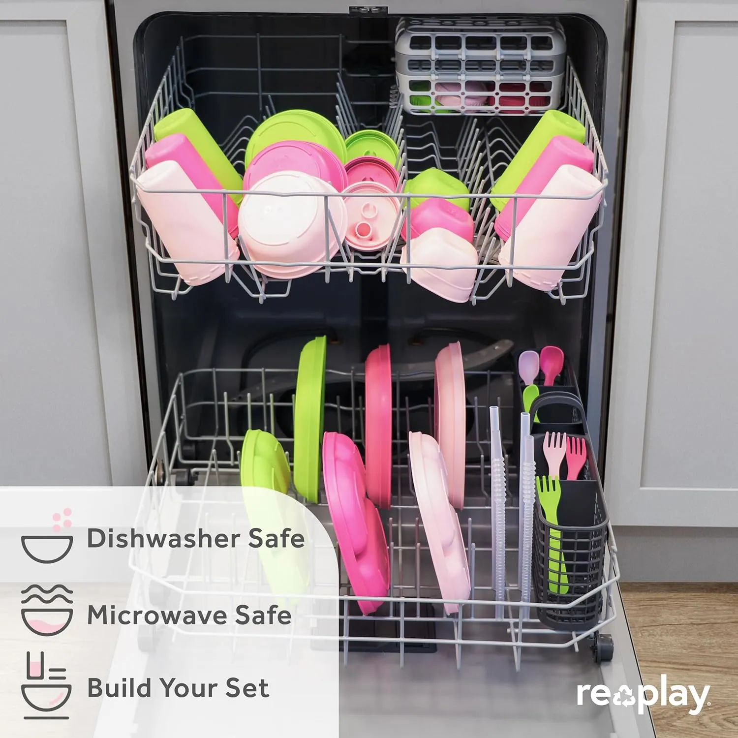 Re-Play Sippy Cups for Toddlers - 10 Oz. Reusable Spill Proof Cups for Kids, Dishwasher/Microwave Safe - Made in USA - Set of 4-3.13" x 6.25" - Blossom