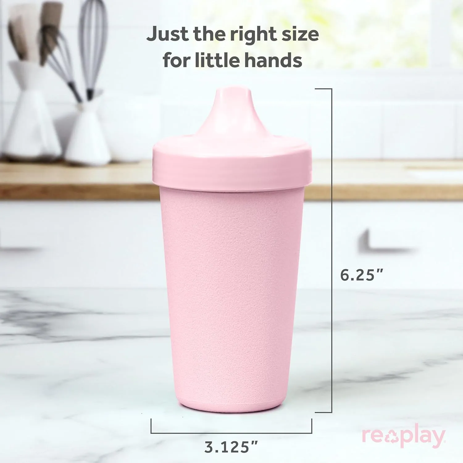 Re-Play Sippy Cups for Toddlers - 10 Oz. Reusable Spill Proof Cups for Kids, Dishwasher/Microwave Safe - Made in USA - Set of 4-3.13" x 6.25" - Blossom