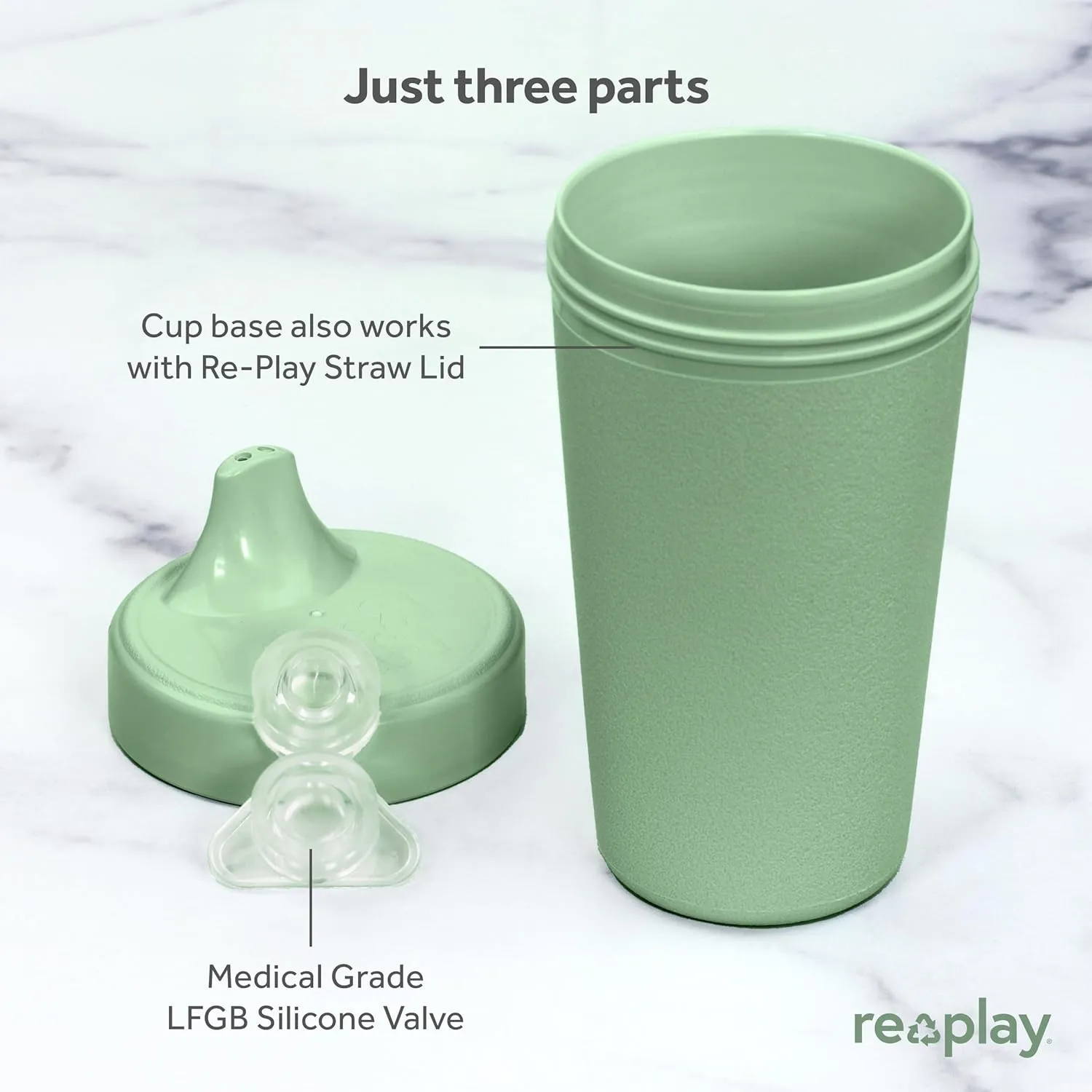 Re-Play Sippy Cups for Toddlers - 10 Oz. Reusable Spill Proof Cups for Kids, Dishwasher/Microwave Safe - Made in USA - Set of 4-3.13" x 6.25" - Blossom