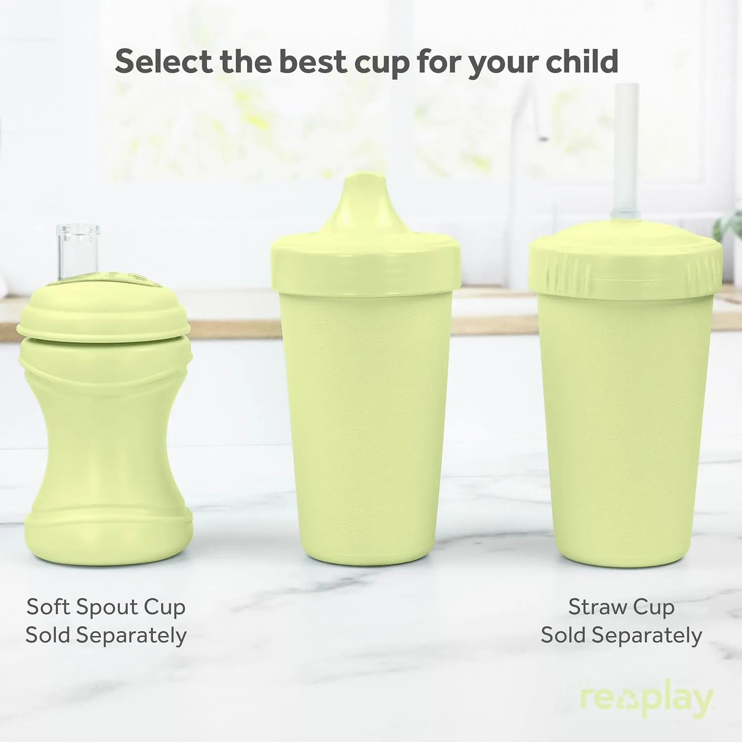 Re-Play Sippy Cups for Toddlers - 10 Oz. Reusable Spill Proof Cups for Kids, Dishwasher/Microwave Safe - Made in USA - Set of 4-3.13" x 6.25" - Blossom
