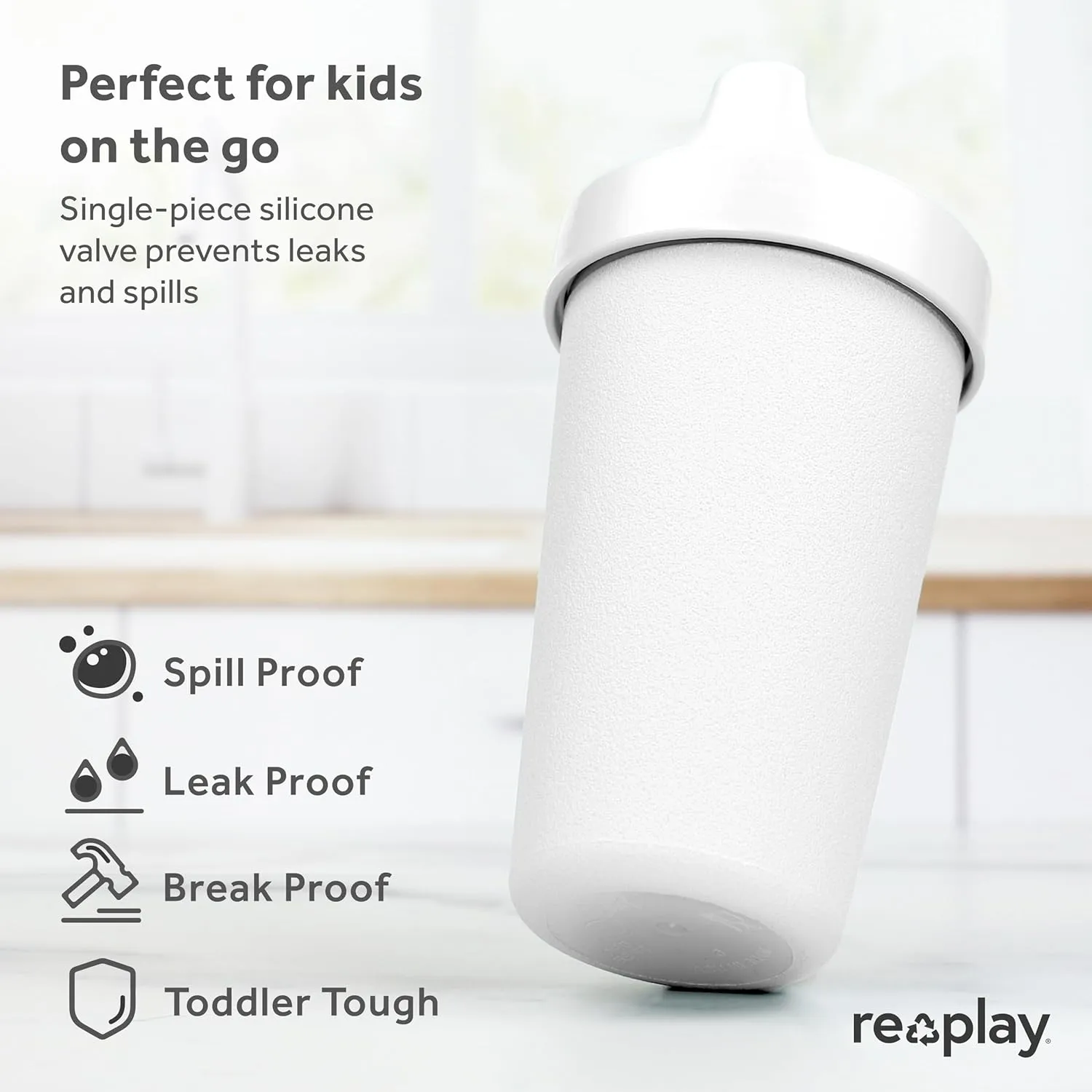 Re-Play Sippy Cups for Toddlers - 10 Oz. Reusable Spill Proof Cups for Kids, Dishwasher/Microwave Safe - Made in USA - Set of 4-3.13" x 6.25" - Blossom