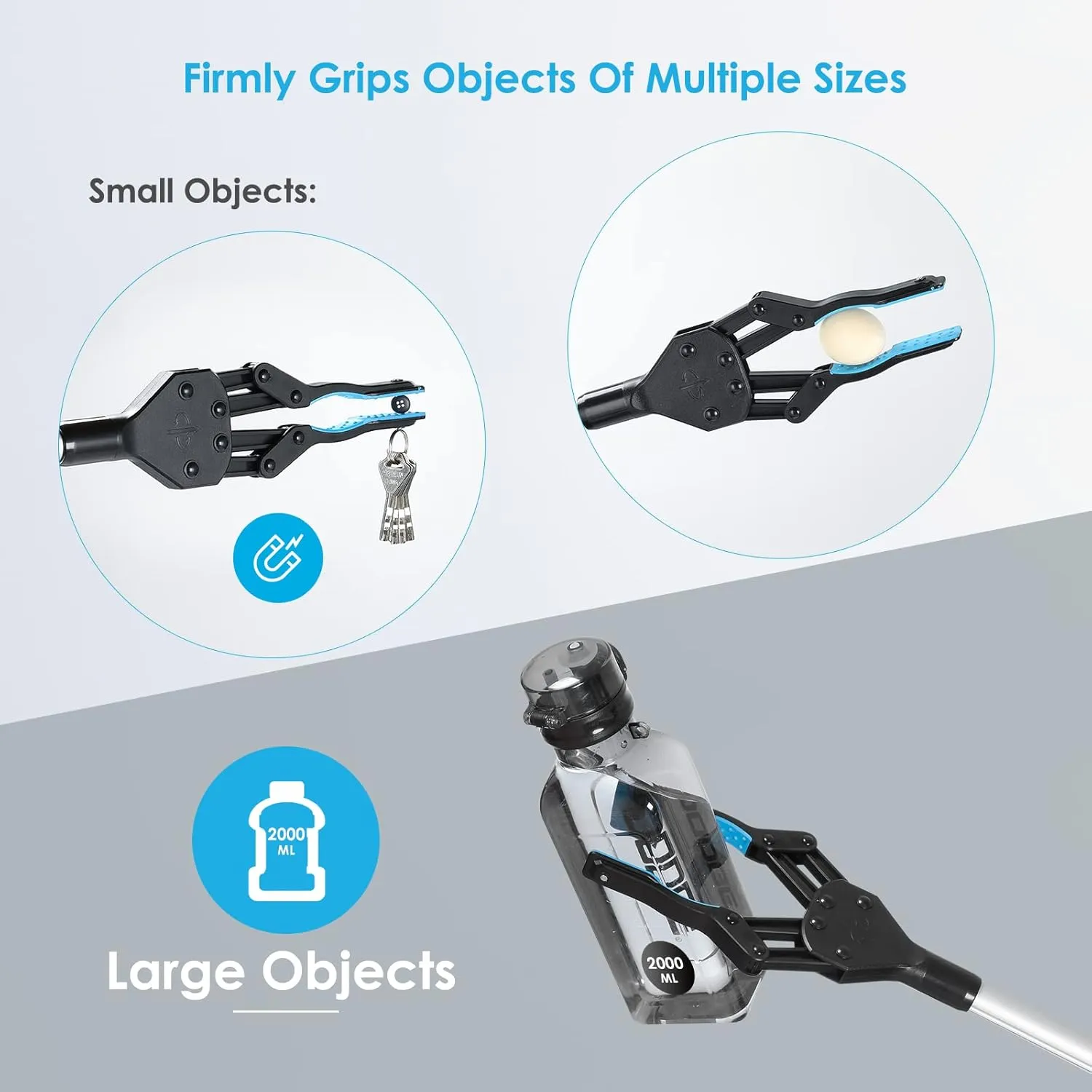 Reacher Grabber Tool Heavy Duty:2-Pack 44" & 30" Foldable Grabbers for Elderly with Upgraded Rotating Anti-Slip Jaw & 2 Drawstring Bags, Strong Magnetic, Sturdy Reaching Assist Tool for Trash Pick Up