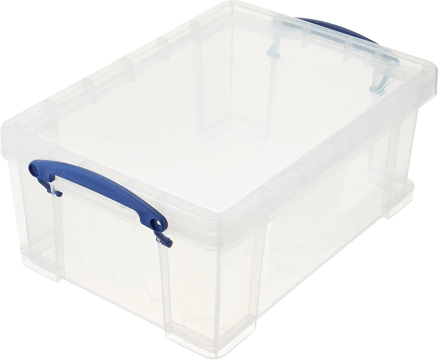 Really Useful Box 9 Liter Plastic Stackable Storage Container with Snap Lid & Built-In Clip Lock Handles for Home or Office Organization, Clear