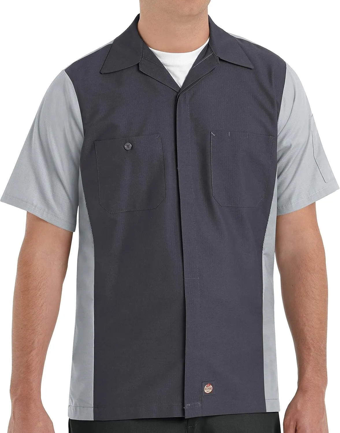 Red Kap Men's Tall Size Ripstop Crew Shirt, Short Sleeve, Charcoal/Grey, X-Large Tall