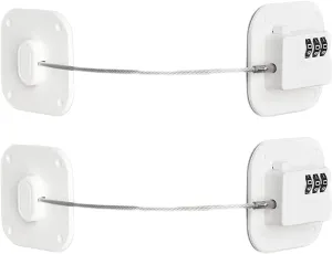 Refrigerator Lock,Combination Lock for Refrigerator Cabinets,Heavy Duty Fridge Lock,Child Safety Cabinet Locks,Easy Install No Keys Needed (White 2pcs)