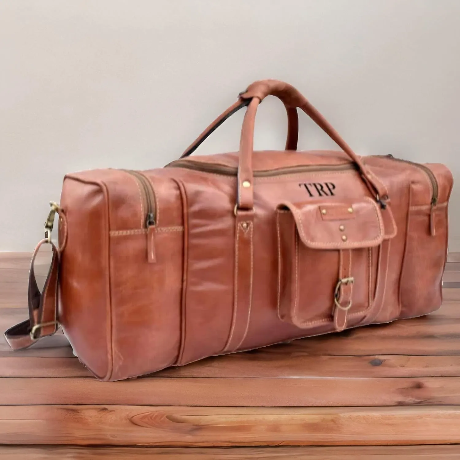 Regular Leather 32 Inch Luggage Handmade Duffel Bag Carryall Weekender Travel Overnight Gym Sports Carry On Duffel Bag For Men And Women (24 inch) (28 inch)