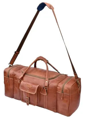 Regular Leather 32 Inch Luggage Handmade Duffel Bag Carryall Weekender Travel Overnight Gym Sports Carry On Duffel Bag For Men And Women (24 inch) (28 inch)
