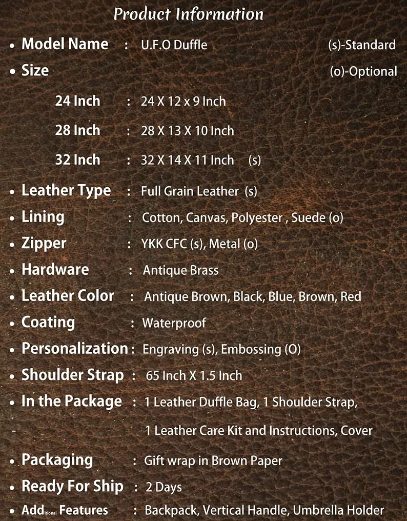 Regular Leather 32 Inch Luggage Handmade Duffel Bag Carryall Weekender Travel Overnight Gym Sports Carry On Duffel Bag For Men And Women (24 inch) (28 inch)