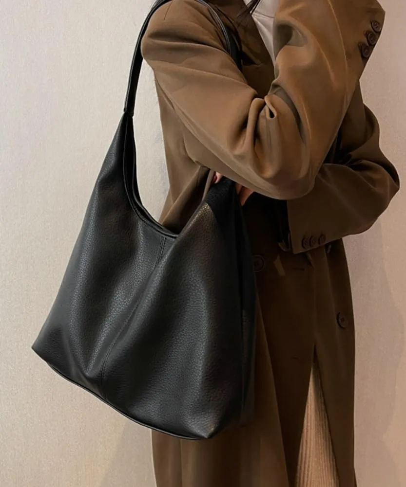 Retro Shoulder Bag Slouchy Tote Bag for Women Soft Leather Handbags Work Purse Ladies Top Handle Bag Large Capacity 2Pcs