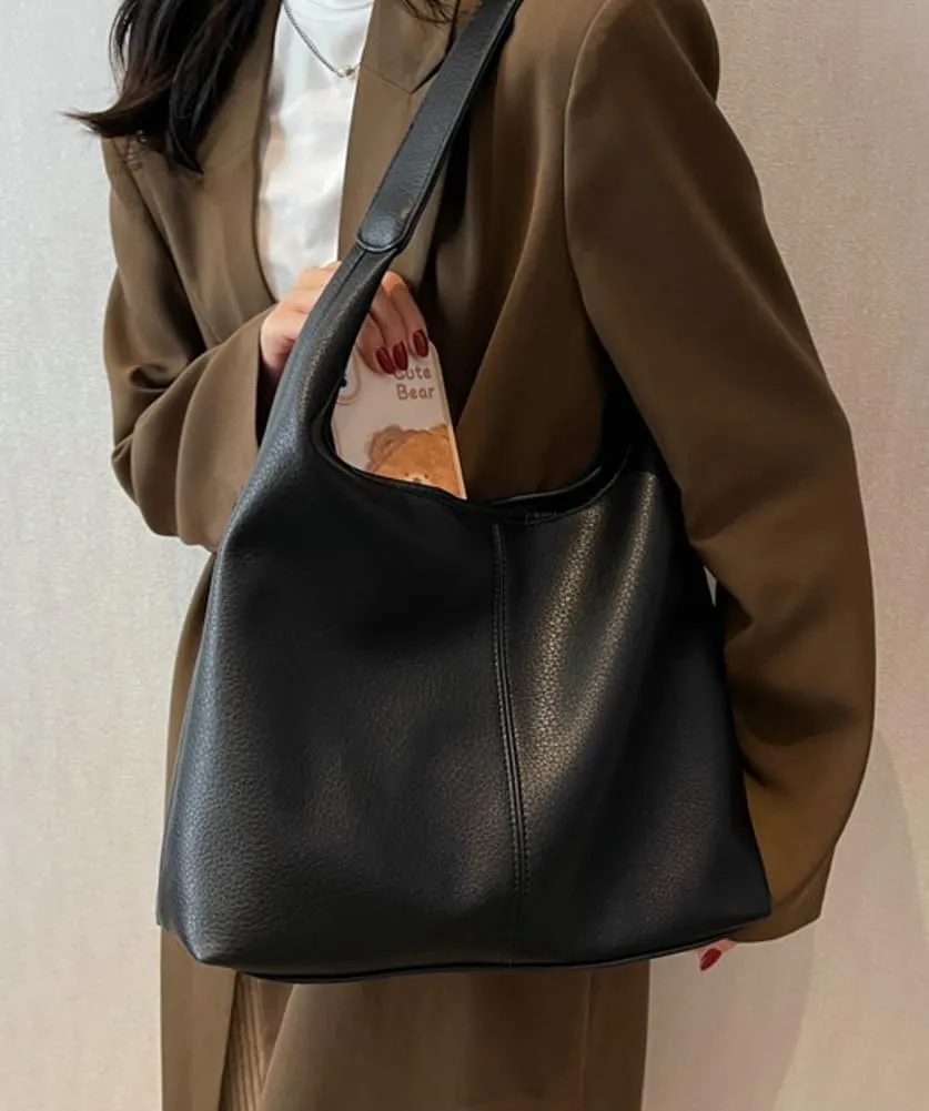 Retro Shoulder Bag Slouchy Tote Bag for Women Soft Leather Handbags Work Purse Ladies Top Handle Bag Large Capacity 2Pcs