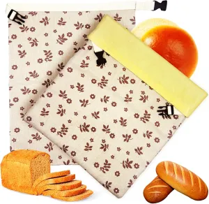 Reusable Bread Bags for Homemade Bread (2 Pack, XL) - Cotton Linen Beeswax Food Storage Bags - Sourdough Bag, Eco-Friendly & Plastic-Free