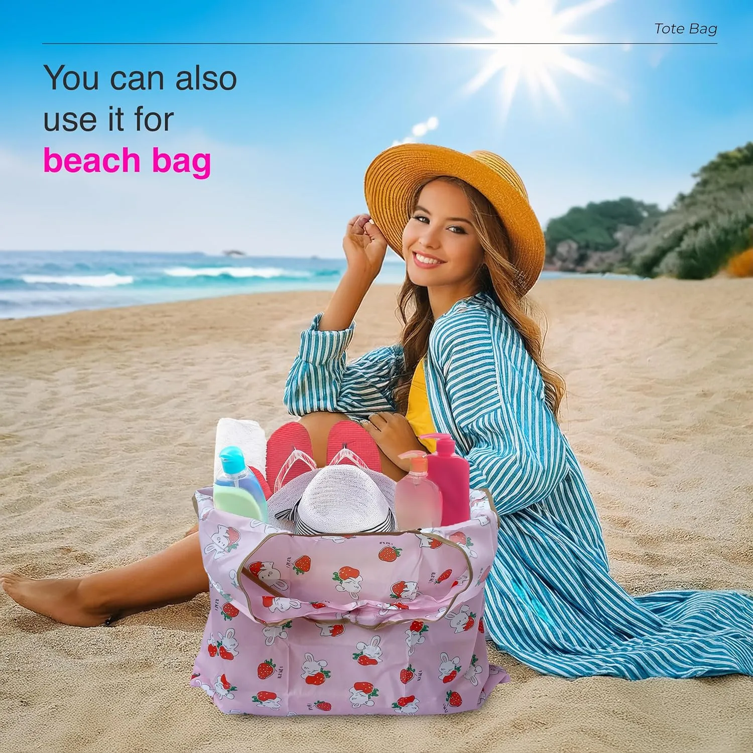 Reusable Grocery Shopping Bags with Handles – Foldable Tote Bags for Groceries
