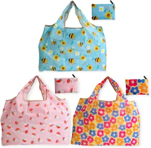 Reusable Grocery Shopping Bags with Handles – Foldable Tote Bags for Groceries