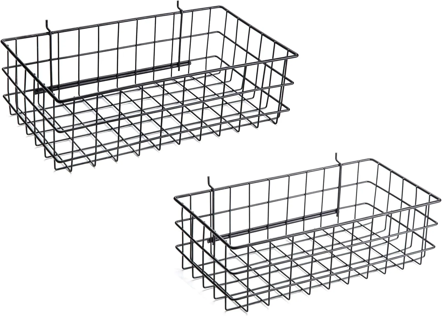 RightArrange Pegboard Basket Set of 2 - XLarge   Large Size Basket, Black - Hooks to Any Peg Board - Organize Tools, Workbench, Accessories, Garage Storage - Wall Organizer Attachments