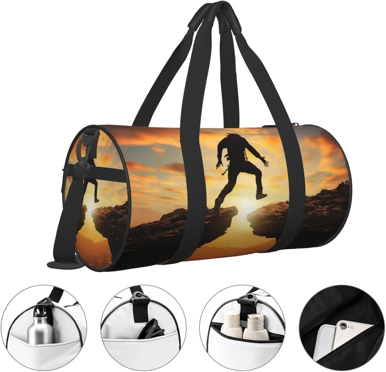 Rock jump Travel Duffle Bag for Men Women Sport Gym Bag Foldable Weekender Bag Carry on Overnight Bag for Travel Swimming Basketball