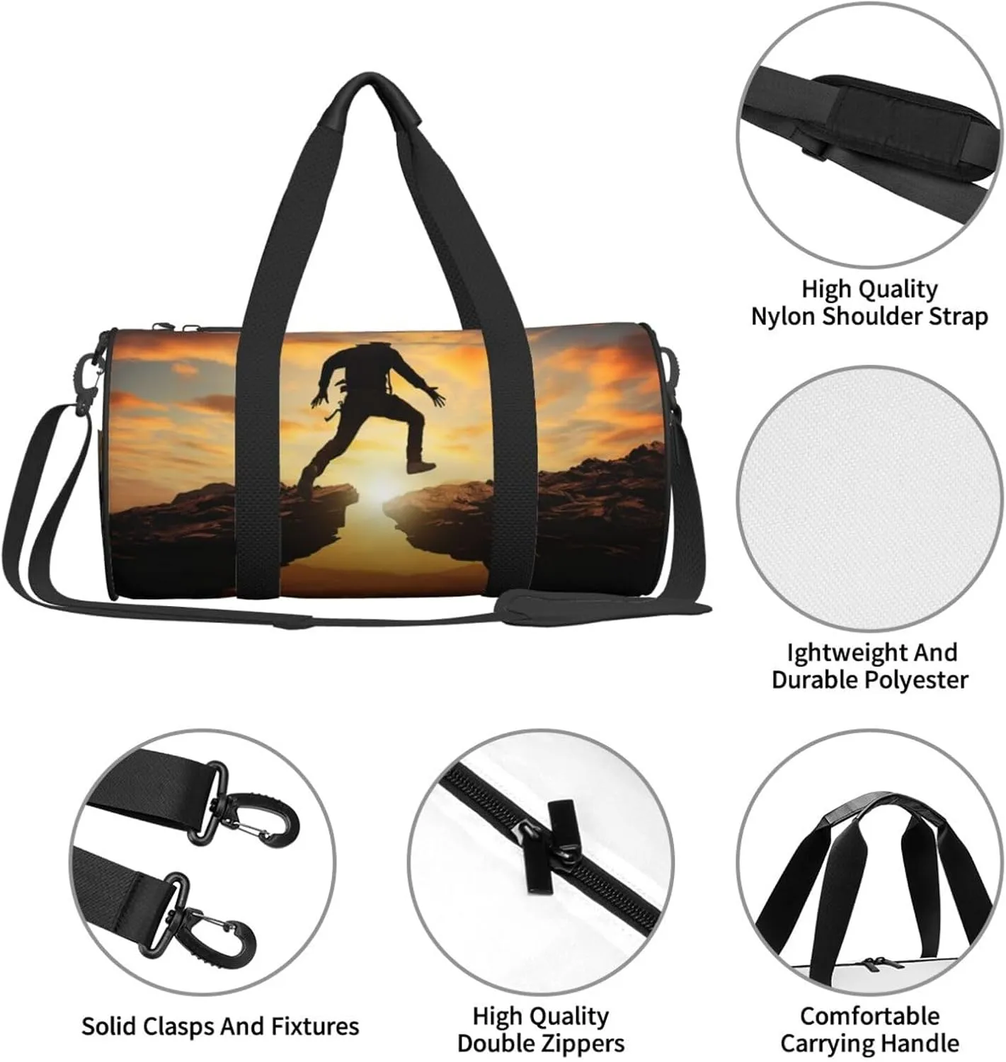 Rock jump Travel Duffle Bag for Men Women Sport Gym Bag Foldable Weekender Bag Carry on Overnight Bag for Travel Swimming Basketball