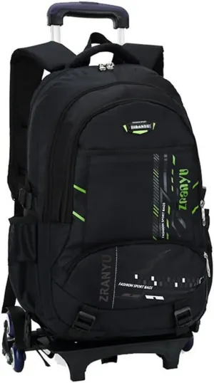 Rolling Backpack Trolley Schoolbag for Boy and Girl Wheels Bags (Green)