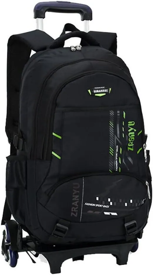 Rolling Backpack Trolley Schoolbag for Boy and Girl Wheels Bags (Green)