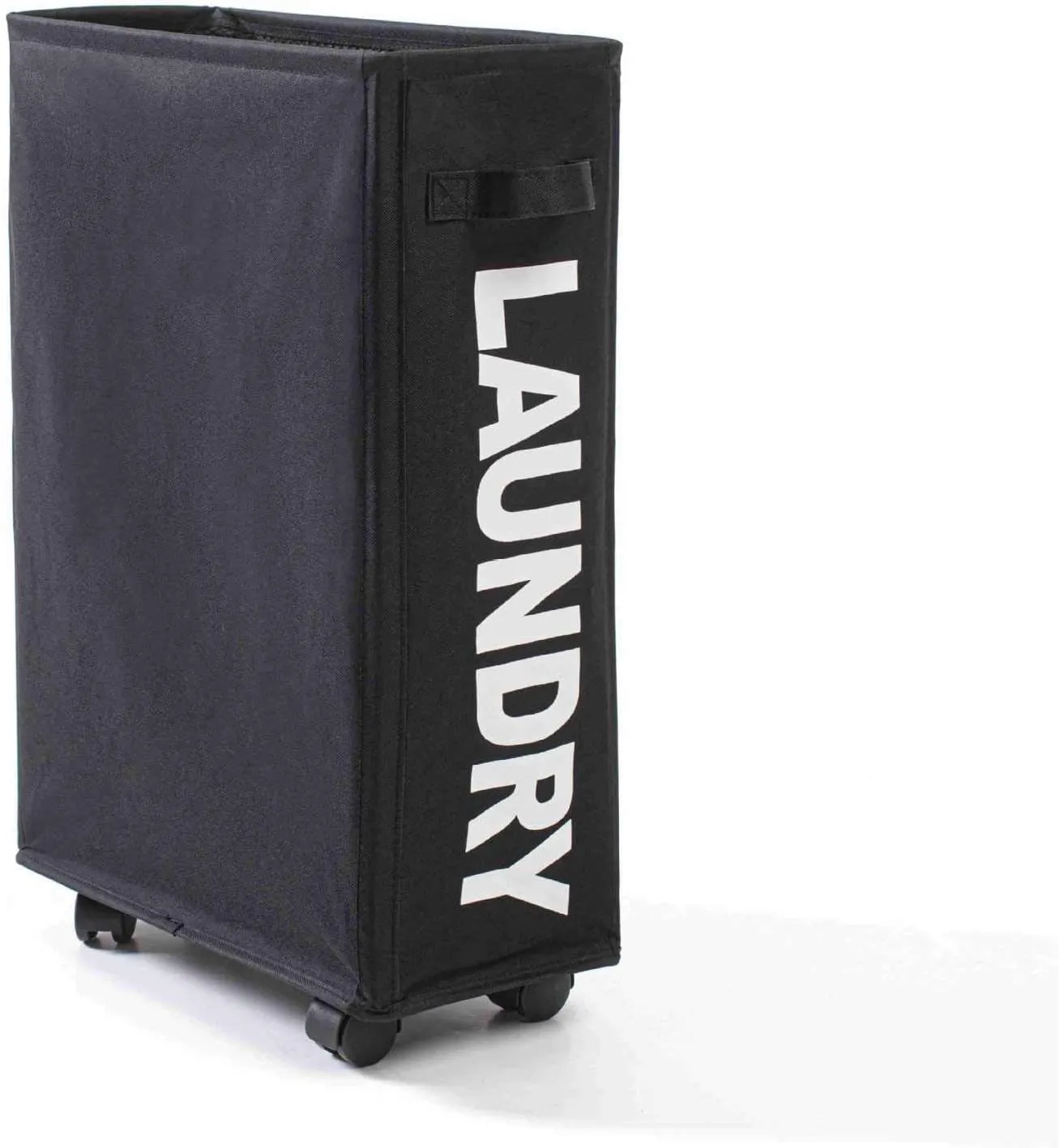 Rolling Slim Laundry Baskets Hamper Collapsible Dirty Clothes Hamper Tall Thin Laundry Basket Hamper on Wheels Home Corner Handy Waterproof Sorter Organizer Dorm Bathroom (Dark Grey)