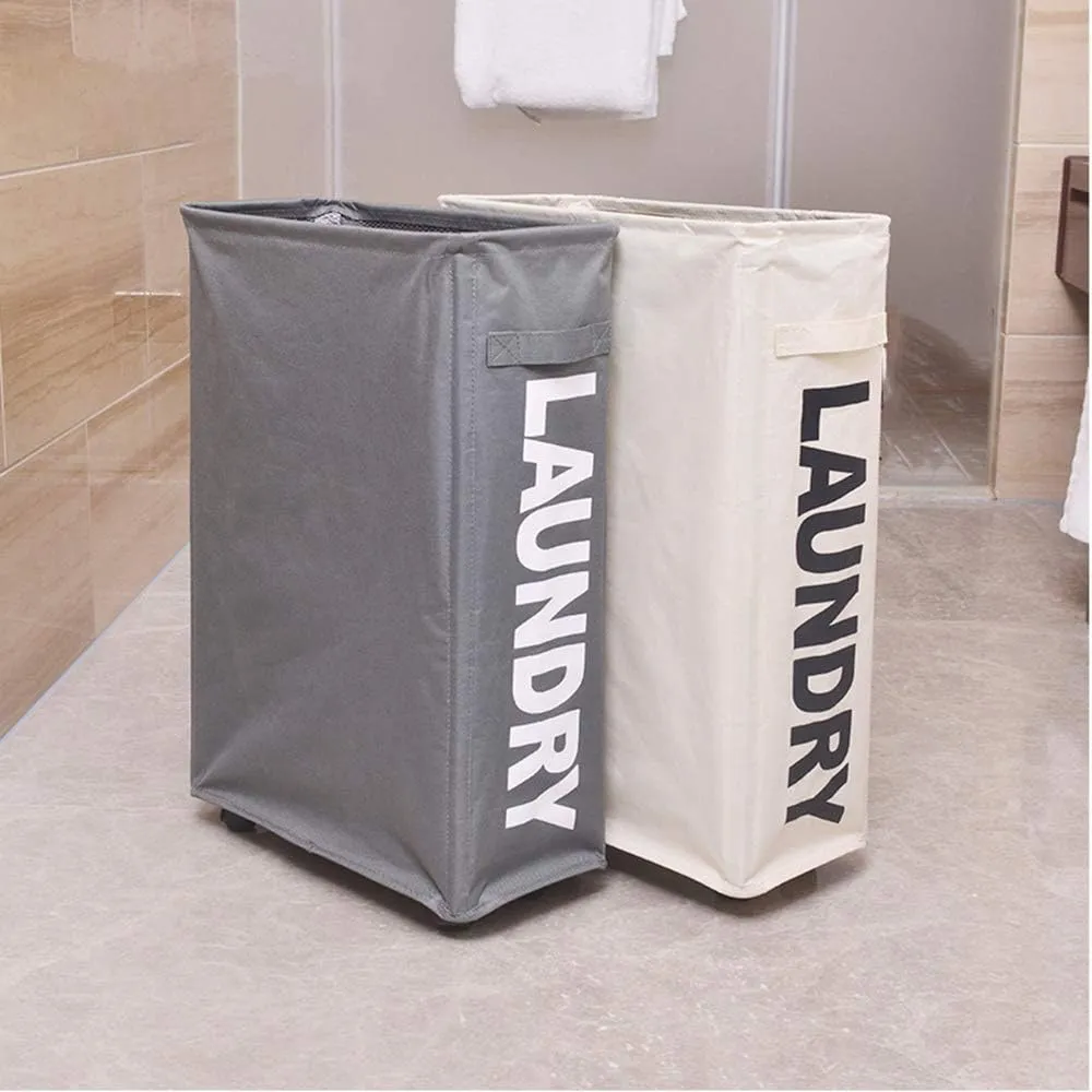 Rolling Slim Laundry Baskets Hamper Collapsible Dirty Clothes Hamper Tall Thin Laundry Basket Hamper on Wheels Home Corner Handy Waterproof Sorter Organizer Dorm Bathroom (Dark Grey)