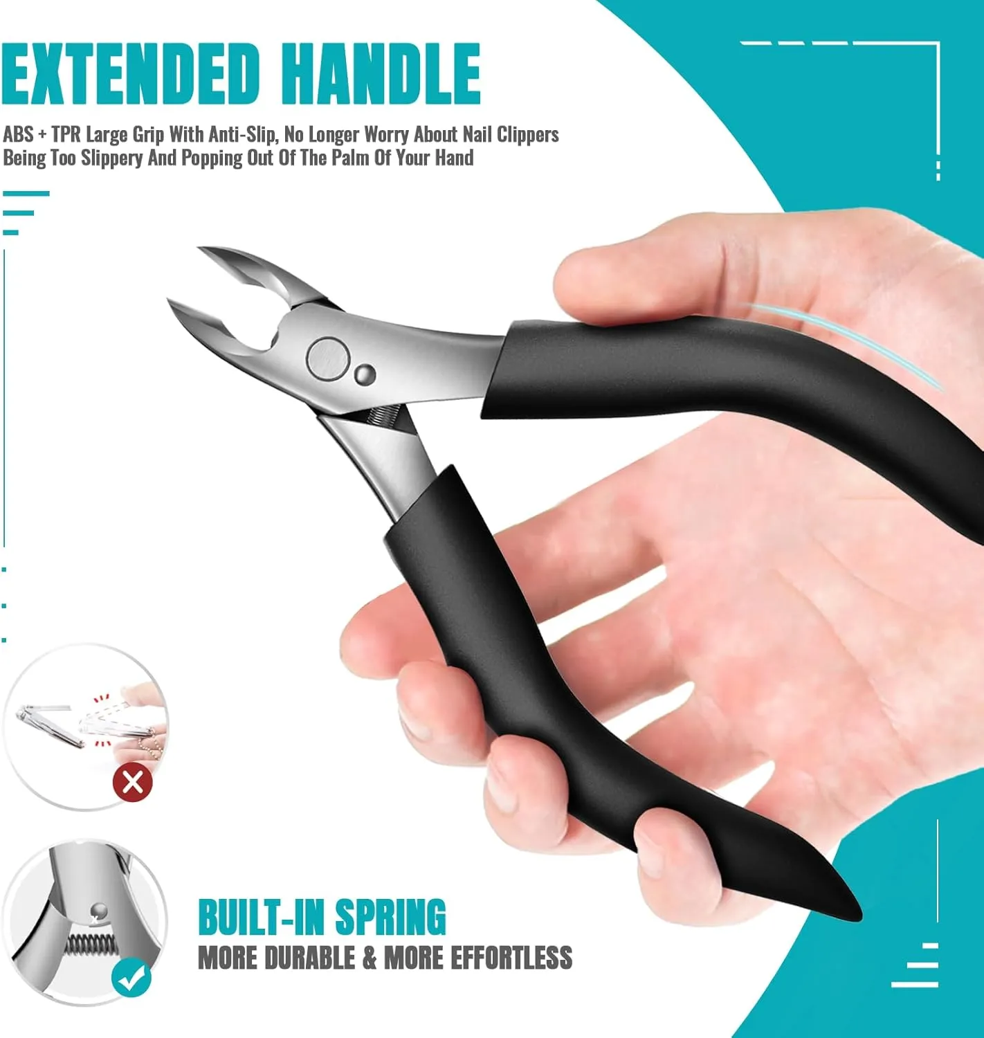 RONAVO Podiatrist Toenail Clippers for Thick Nails & Ingrown Nails,Professional Toenail Cutters Heavy Duty Stainless Steel Pedicure Tool with Wide Jaw&Easy-Grip Handle,Ideal for Seniors,Diabetics,Men