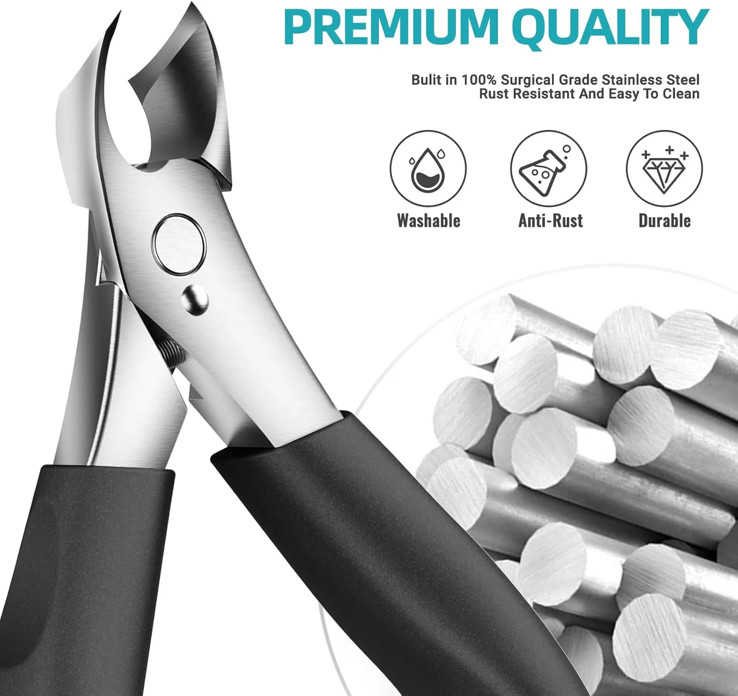 RONAVO Podiatrist Toenail Clippers for Thick Nails & Ingrown Nails,Professional Toenail Cutters Heavy Duty Stainless Steel Pedicure Tool with Wide Jaw&Easy-Grip Handle,Ideal for Seniors,Diabetics,Men