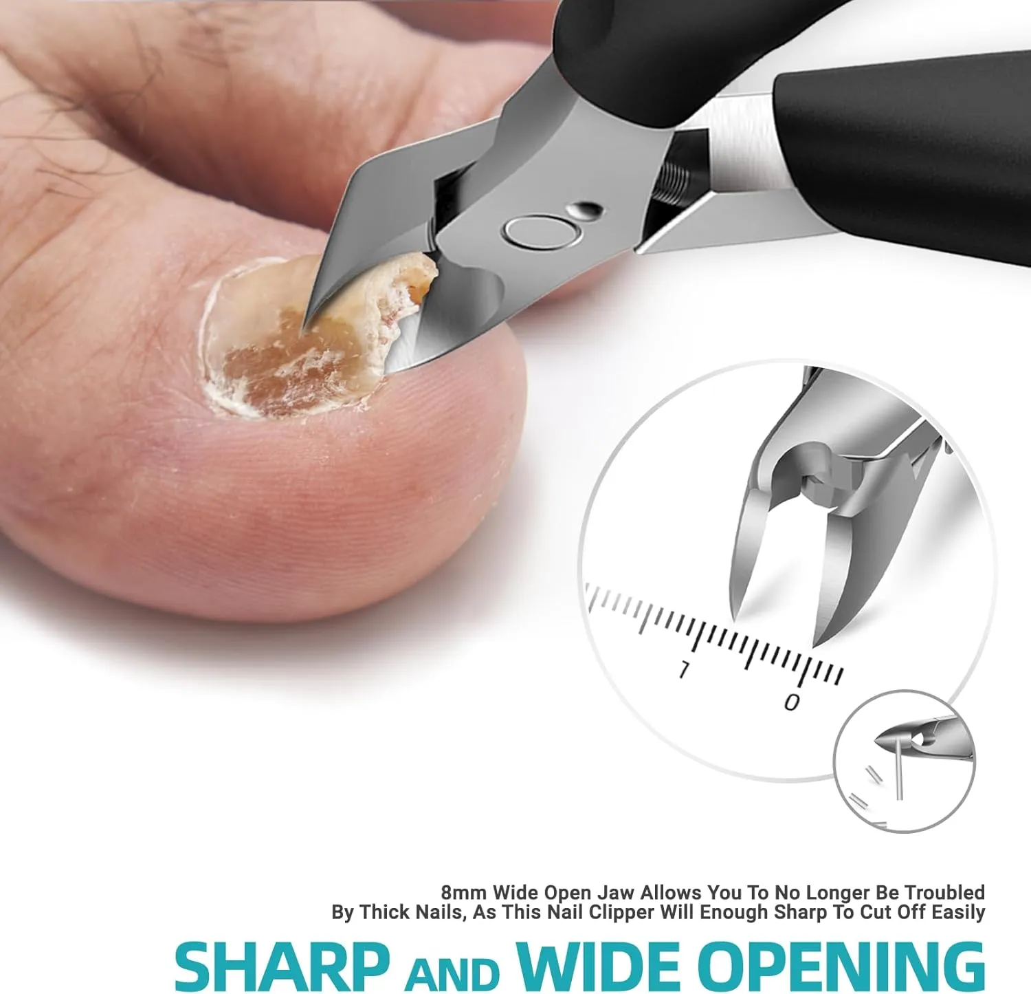 RONAVO Podiatrist Toenail Clippers for Thick Nails & Ingrown Nails,Professional Toenail Cutters Heavy Duty Stainless Steel Pedicure Tool with Wide Jaw&Easy-Grip Handle,Ideal for Seniors,Diabetics,Men