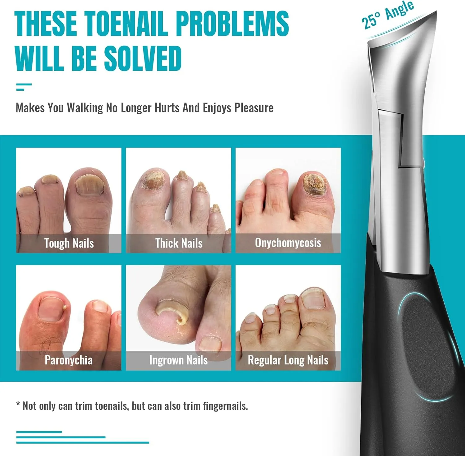 RONAVO Podiatrist Toenail Clippers for Thick Nails & Ingrown Nails,Professional Toenail Cutters Heavy Duty Stainless Steel Pedicure Tool with Wide Jaw&Easy-Grip Handle,Ideal for Seniors,Diabetics,Men