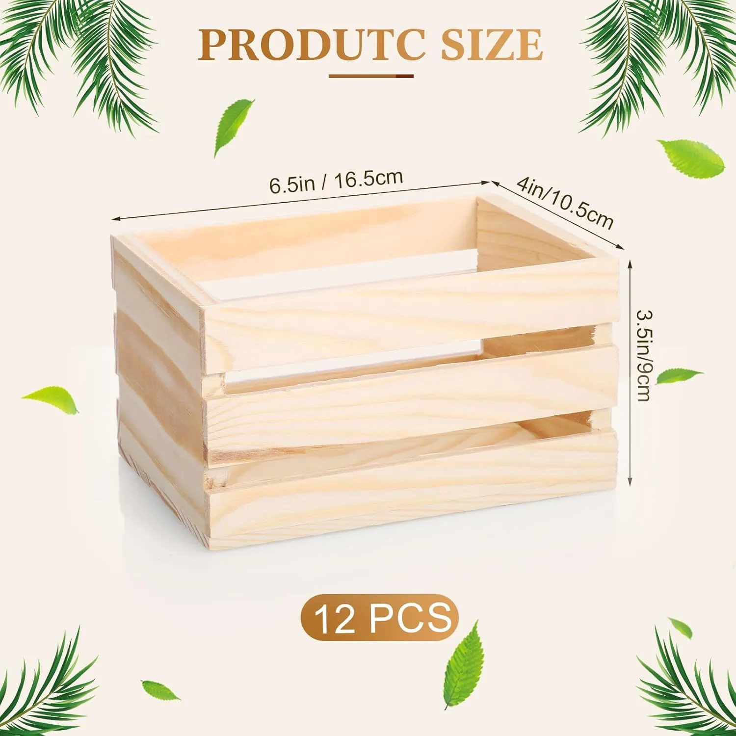 Roowest 12 Pcs 6.5'' Small Wooden Crates for Mother's Day Crafts Unfinished Wood Crate Basket for Display Home Bathroom Arts Milk Wine Towel Toys