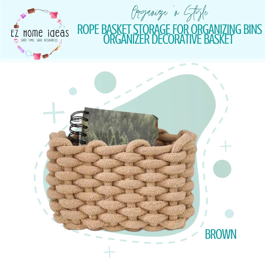 Rope Basket Storage for Oraganizing Bins. Organizer Decorative Basket