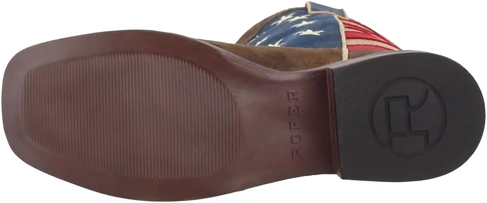 ROPER Womens American Patriotic Square Toe Casual Boots Mid Calf Low Heel 1-2" - Blue, Brown, Red