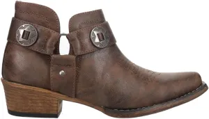 ROPER Womens Ava Harness Snip Toe Casual Boots Ankle Low Heel 1-2" - Brown