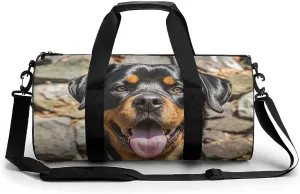 Rottweiler Dogs Tongue Head Gym Bag for Men Women Water Resistant Duffle Bag Travel Lightweight Bag for Travel Sports