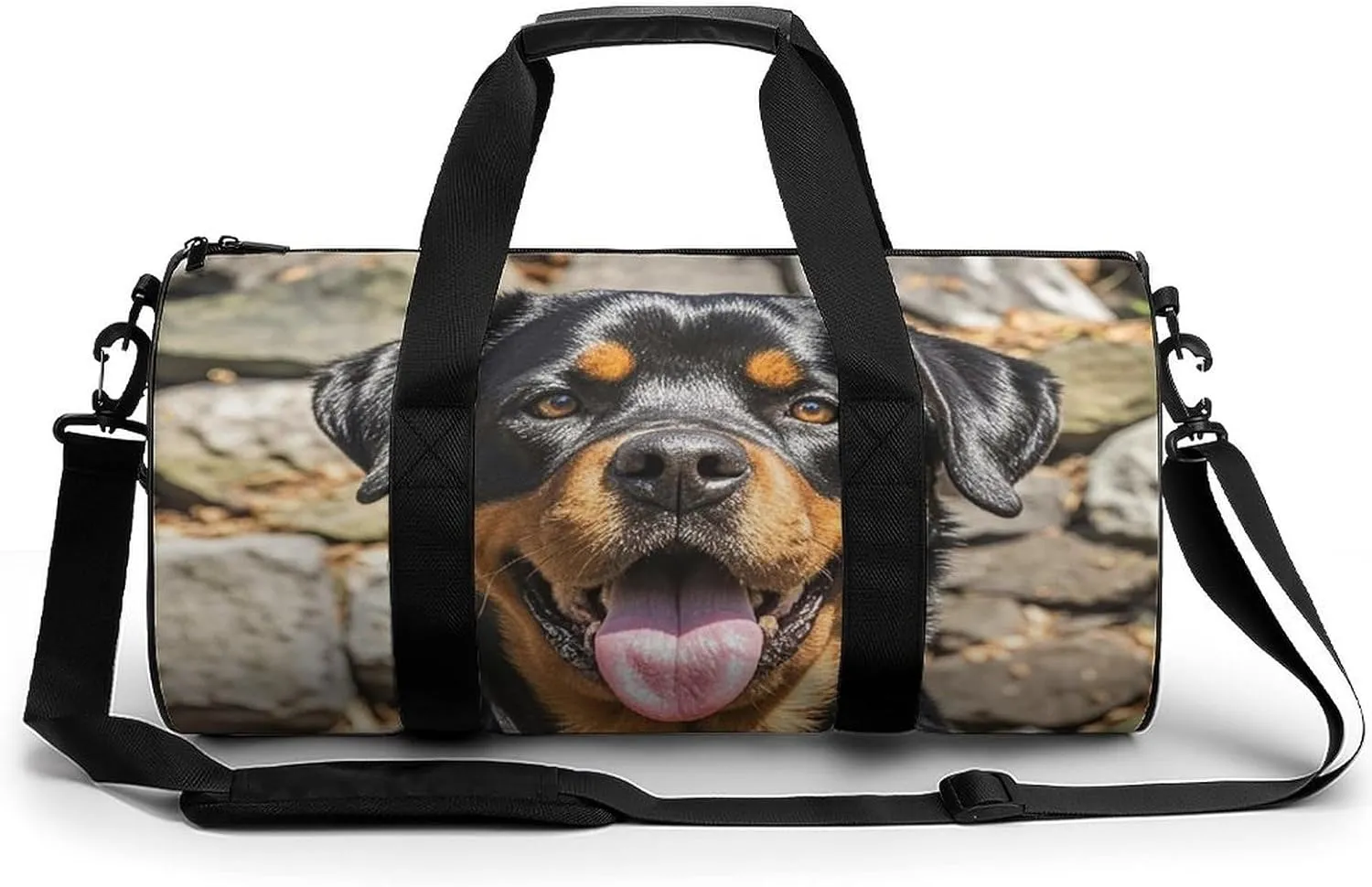 Rottweiler Dogs Tongue Head Gym Bag for Men Women Water Resistant Duffle Bag Travel Lightweight Bag for Travel Sports