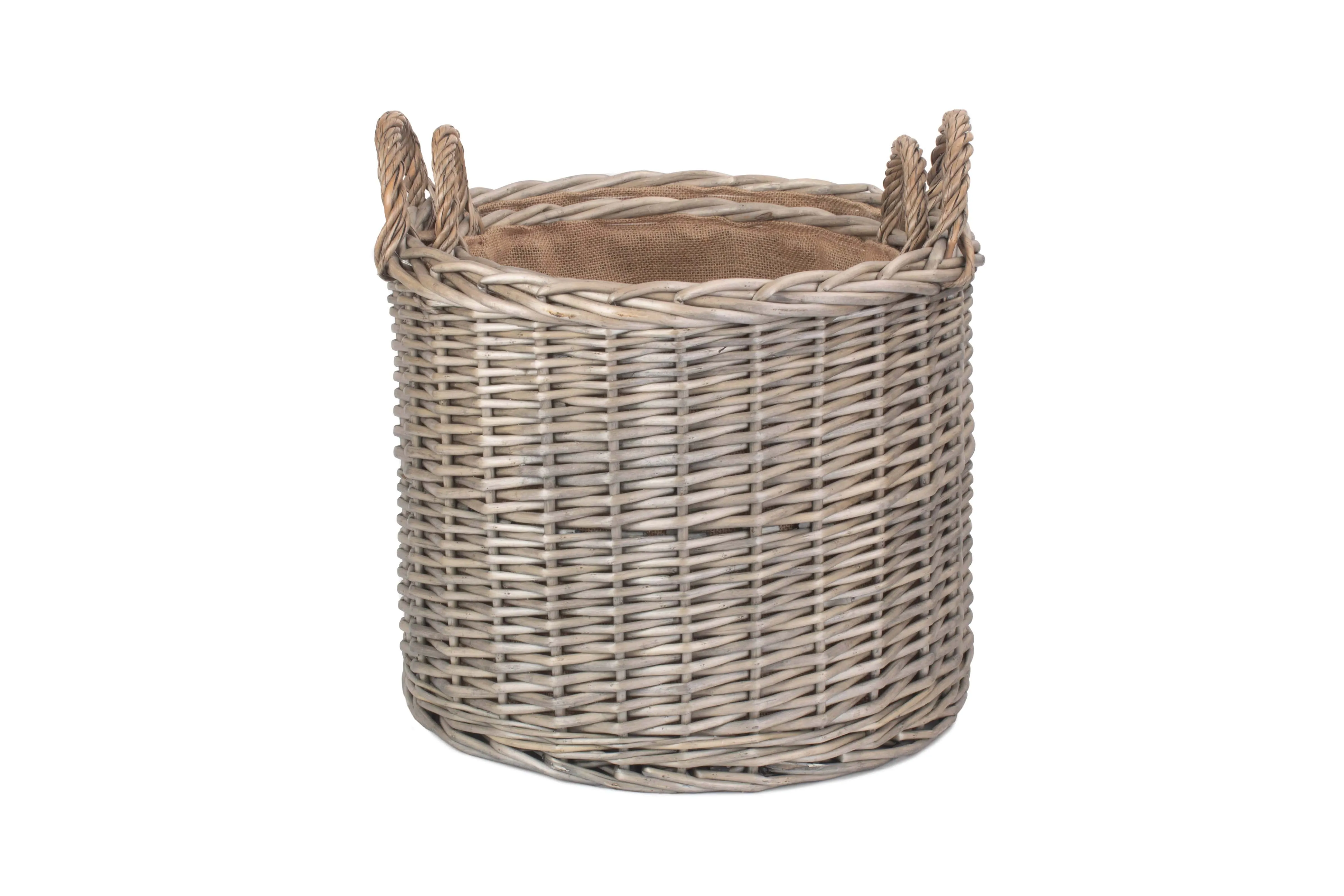 Round Lined Straight-Sided Wicker Log/ Storage Basket