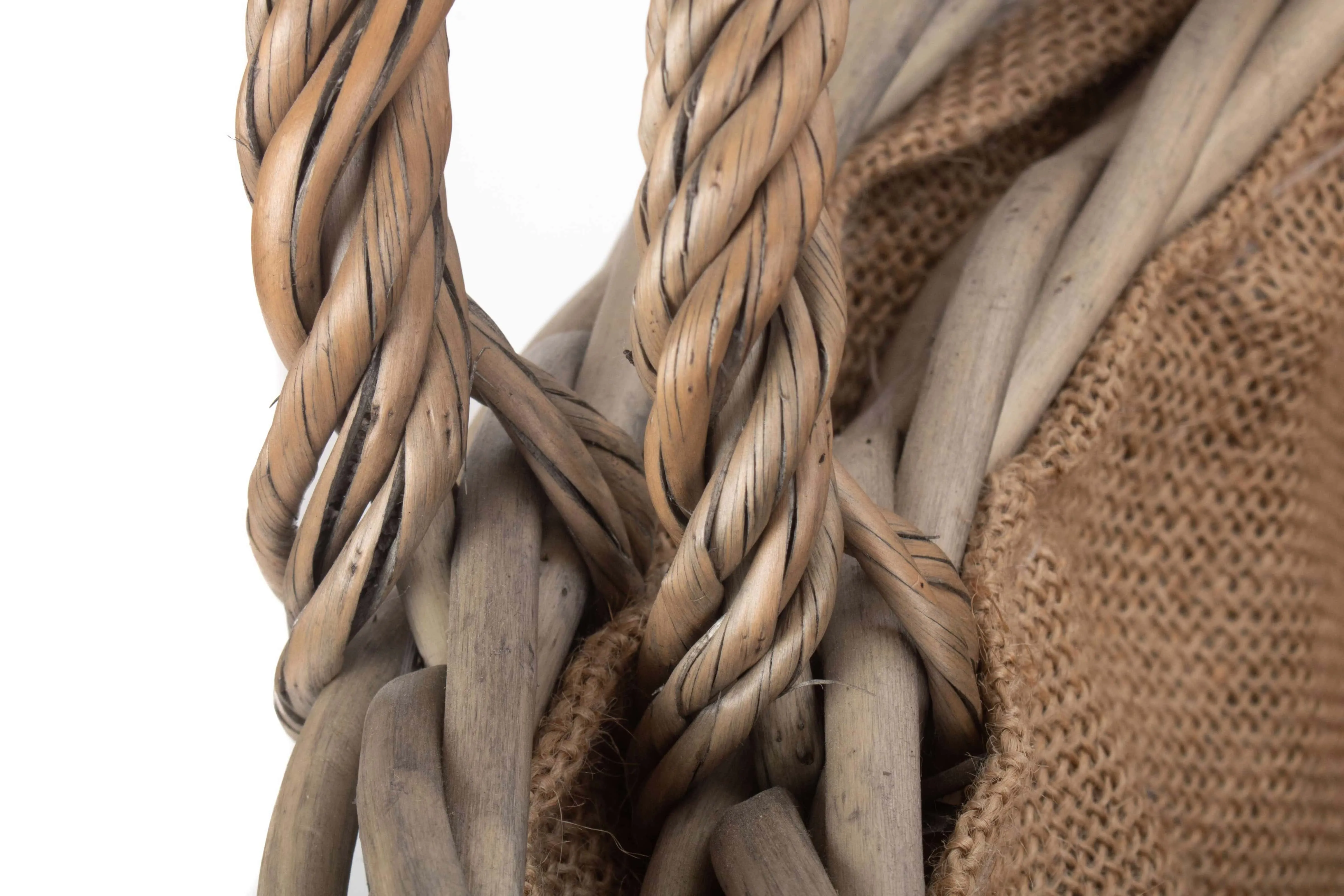 Round Lined Straight-Sided Wicker Log/ Storage Basket