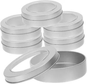 Round Window Tin Can 6 Pack Christmas Tins for Cookies Candy Container Jewelry Craft Storage Retro Tinplate Box Lids