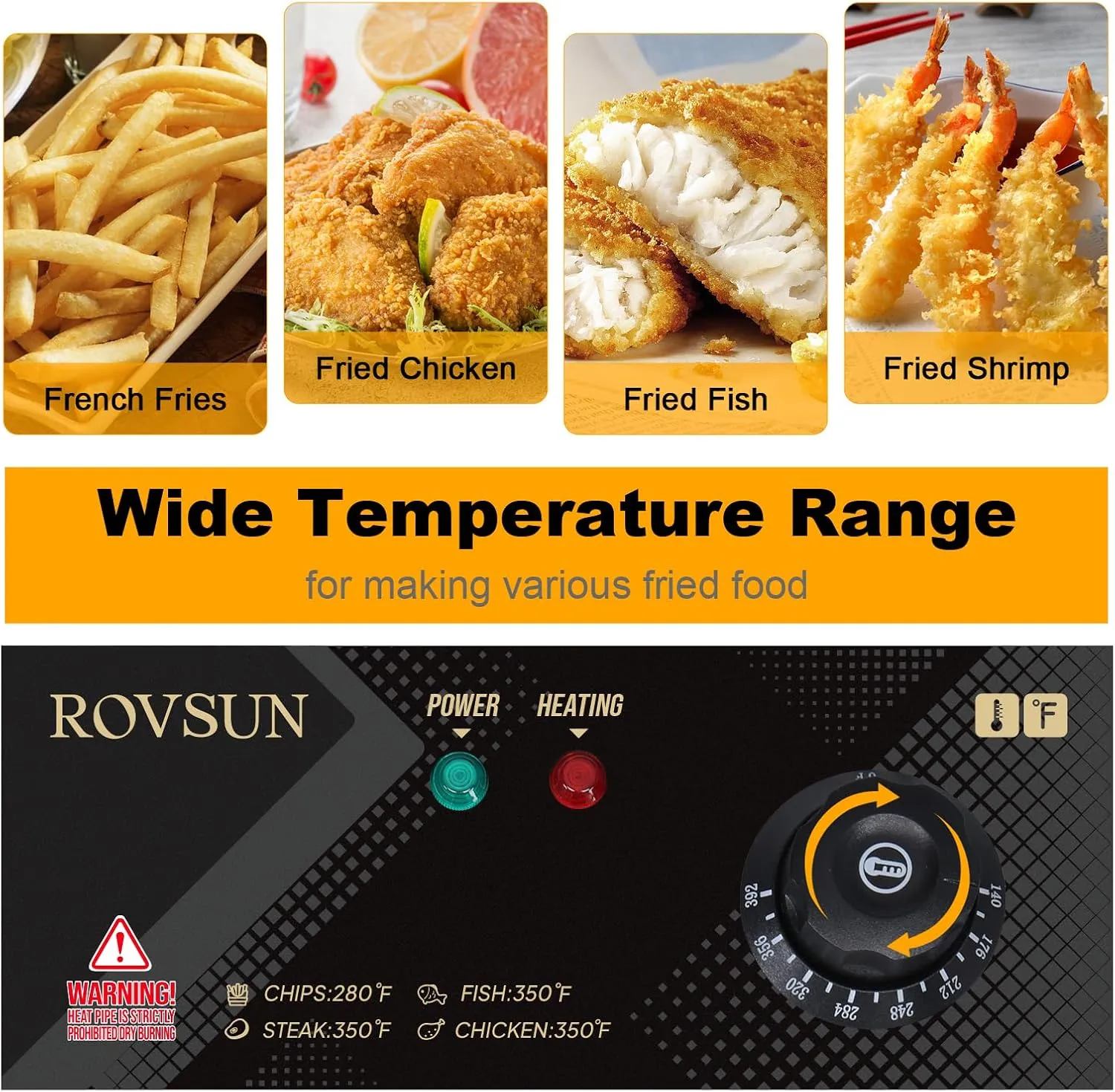 ROVSUN 22.8QT Electric Deep Fryer w/ 2 Baskets & Lids, 21.8L Stainless Steel Commercial Double Fryer, Countertop Kitchen Frying Machine w/Temperature Control, French Fries Donuts 5000W