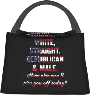Rqwaaed White Straight Republican Male Large Collapsible Insulated Cooler Bag - Leakproof Lunch Tote for Adults