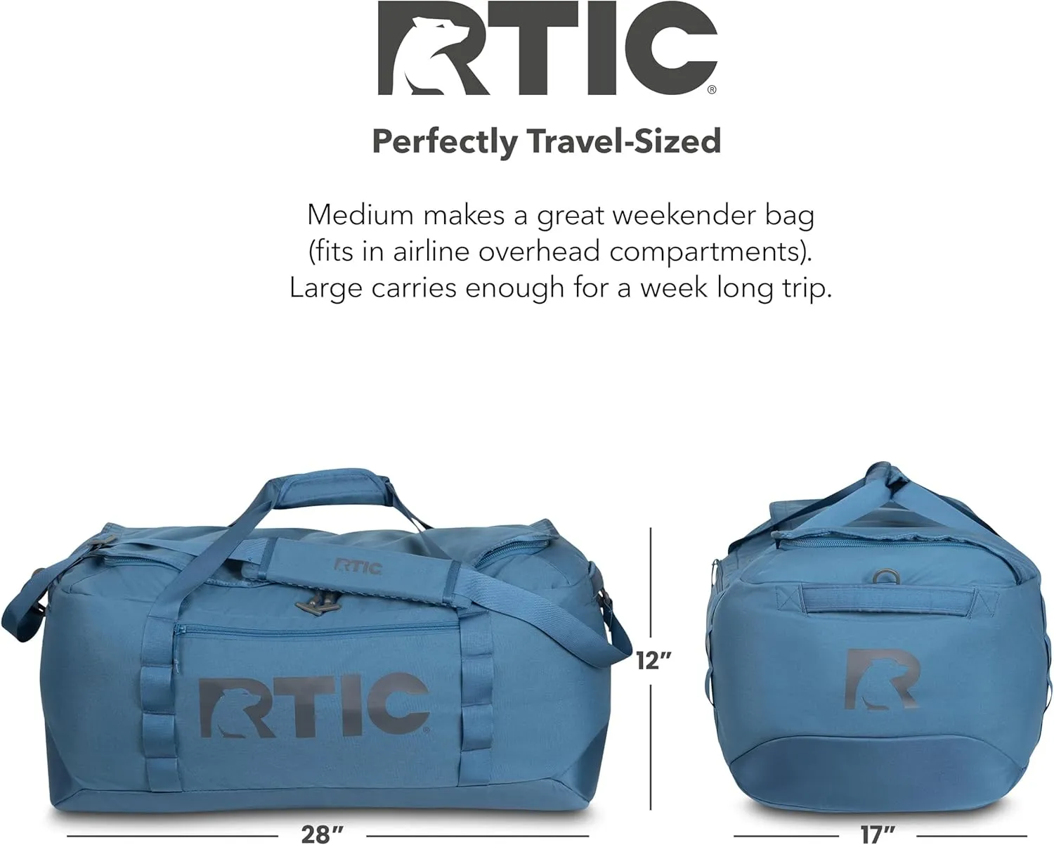 RTIC Road Trip Duffle Bag for Men and Women, Traveling Tote for Camp, Travel, Gym, Weekender, Camping, Overnight, Carry On, Sports, Spacious, Water Resistant, Large, Storm