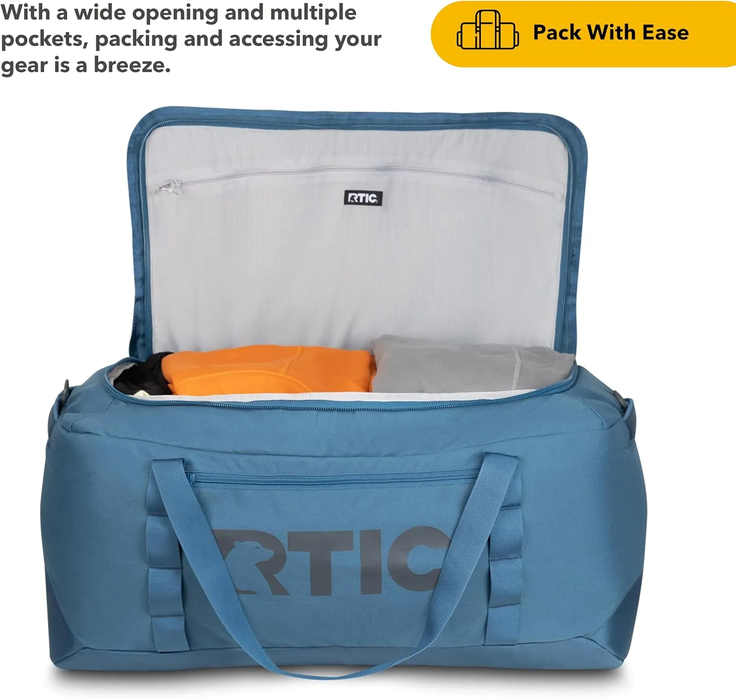 RTIC Road Trip Duffle Bag for Men and Women, Traveling Tote for Camp, Travel, Gym, Weekender, Camping, Overnight, Carry On, Sports, Spacious, Water Resistant, Large, Storm