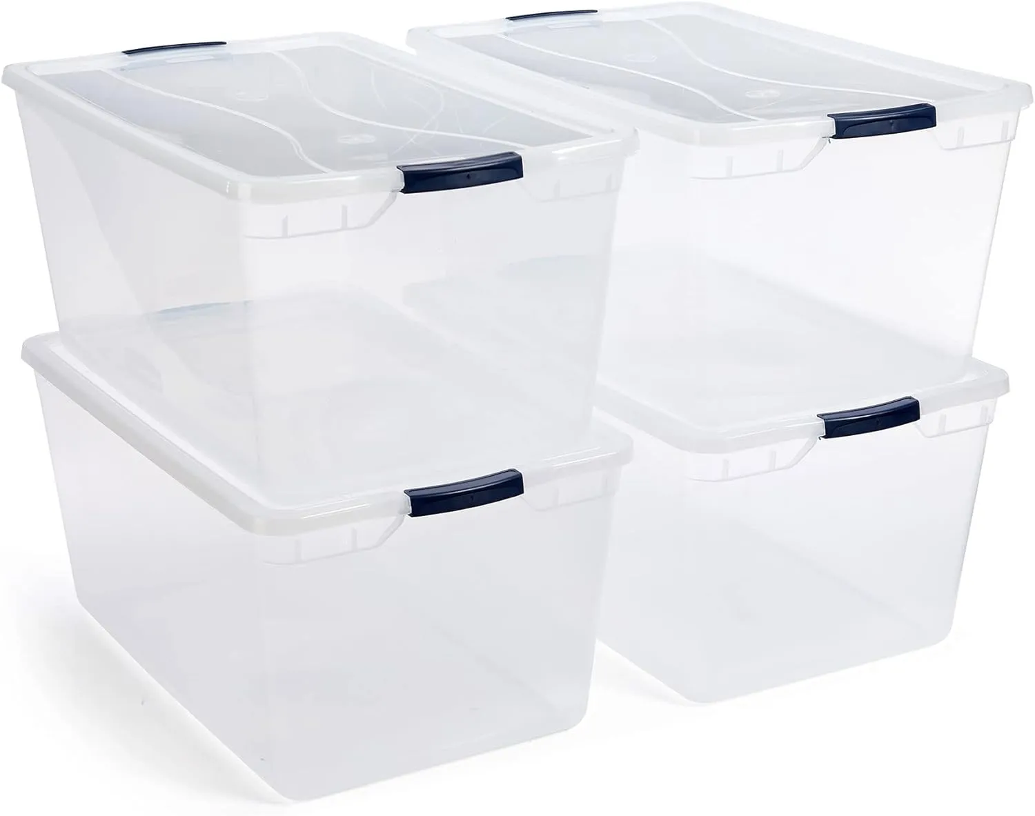 Rubbermaid Cleverstore 95 Quart Clear Stackable Large Plastic Storage Containers with Lids for Office and Home Organization, Clear (4 Pack)