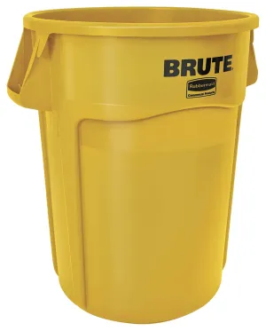 Rubbermaid Commercial Products BRUTE Heavy-Duty Round Trash/Garbage Container, 44-Gallon, Yellow, for Landscapers/Construction Sites/Restaurants/Back of House/Offices/Warehouses, Pack of 4