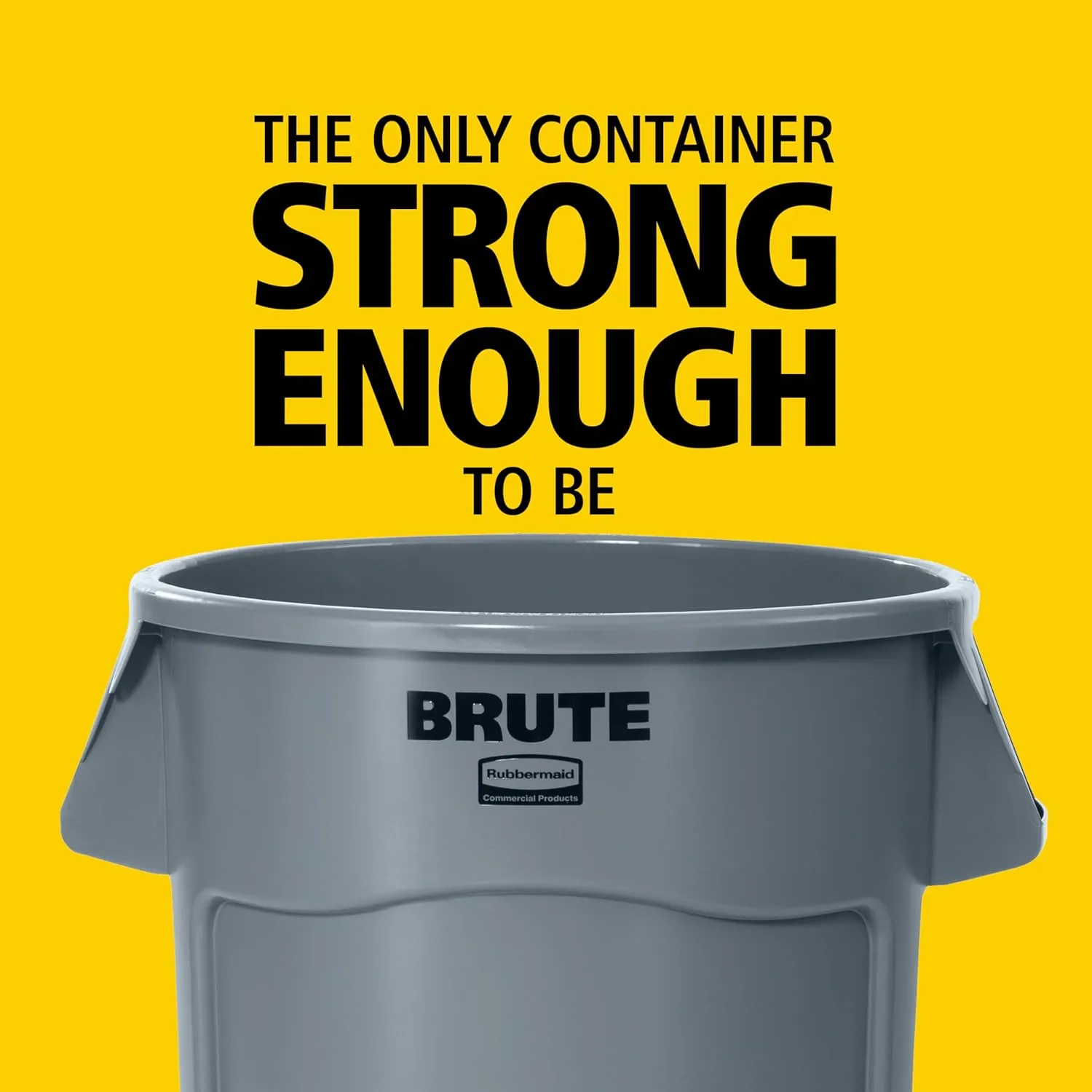Rubbermaid Commercial Products BRUTE Heavy-Duty Round Vented Trash Can Without Lid, 55-Gallon, Yellow, for Landscapers/Construction/Restaurant/Stadium/Back of House/Office/Warehouse/Home