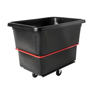 Rubbermaid Commercial Products Bulk Cube Truck with Wheels, 8 Cu. Ft., Black, Transport up to 300 lb. of Waste/Laundry/Linen/Supply/Packaging Material for Hospital/Hotel/School