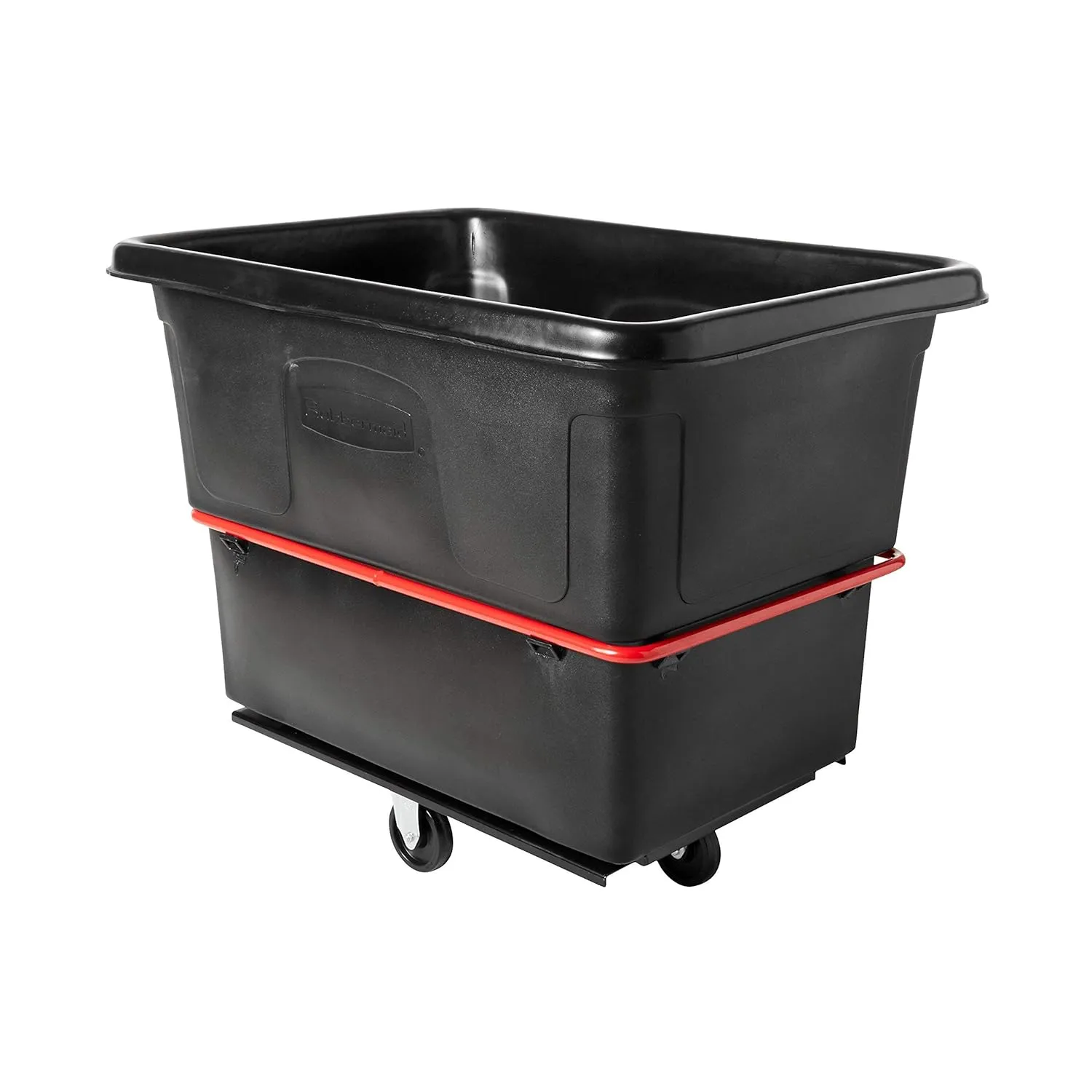 Rubbermaid Commercial Products Bulk Cube Truck with Wheels, 8 Cu. Ft., Black, Transport up to 300 lb. of Waste/Laundry/Linen/Supply/Packaging Material for Hospital/Hotel/School