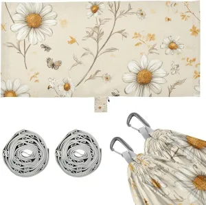 Rustic Daisy Flowers Beige Outdoor Hammocks Indoor Hammock for Outside Patio Garden