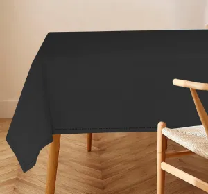 RUVANTI Cotton Linen Table Cloth Rectangle Table 72x54 Inch, Classic Hemstitch, Stain ‎Resistant, Washable Tablecloth Perfect for Coffee Table Cover, Dining, Hotel, Weddings and Parties – Black